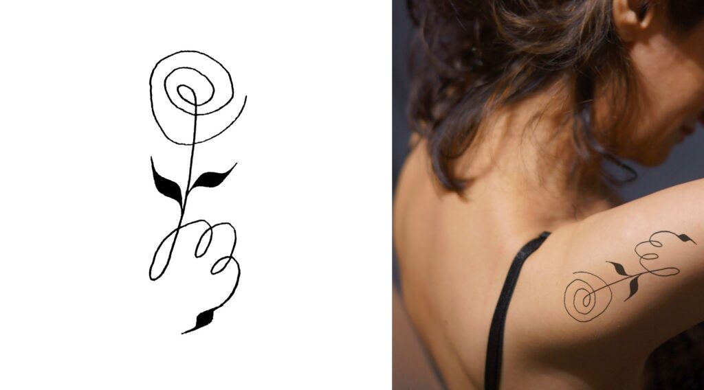 fine line rose floral tattoo design 03